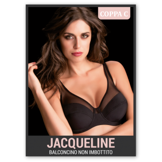 Reggiseno Love and bra Jacqueline modello balconcino Coppa C con ferretto non imbottito ART.JACQUELINE Bianco-Nero